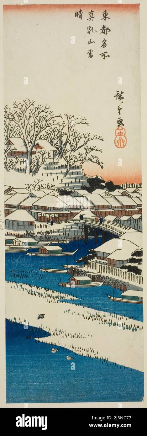 Klares Wetter nach Schnee auf Matsuchi Hill (Matsuchiyama no yukibare), aus der Serie "Famous Views of the Eastern Capital (Toto meisho)", c. 1835/38. Stockfoto