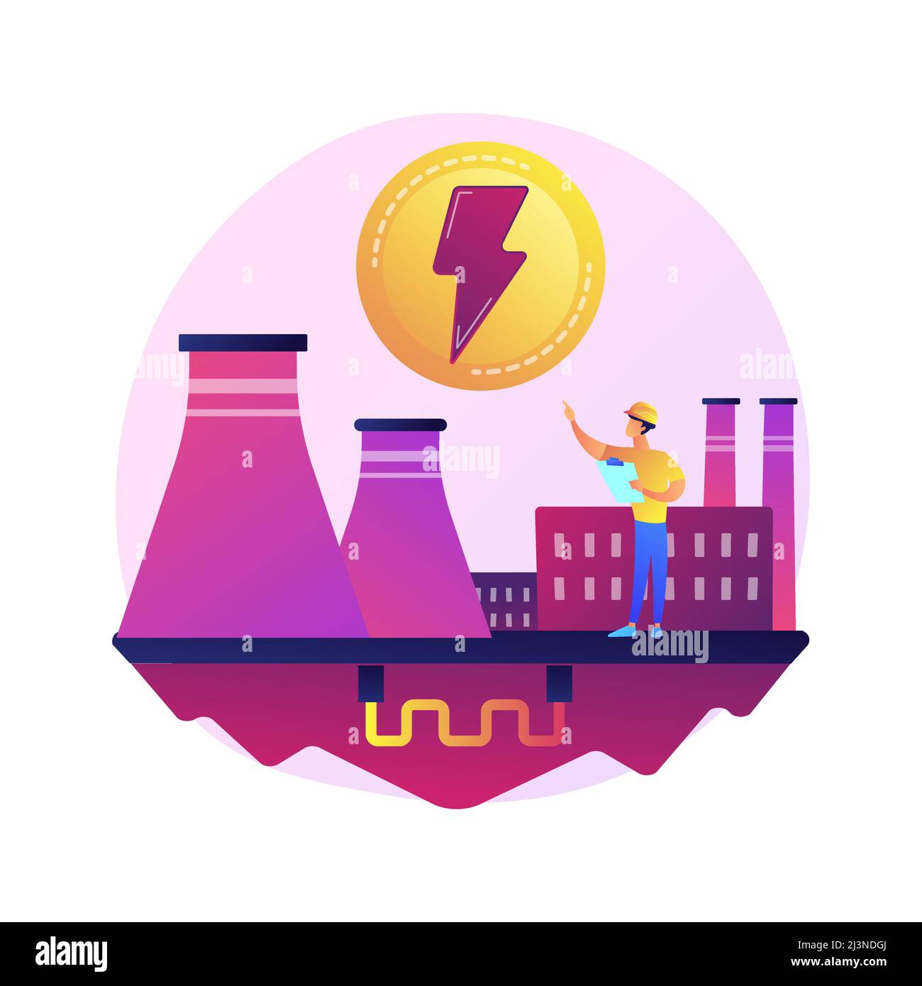 Kraftwerk, Elektroindustrie, Energieerzeugung. Elektrizitätserzeugung Gewebe, Umspannwerk, elektrische Energiequelle Metapher. Vektor isoliert Stock Vektor