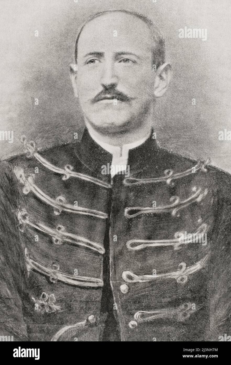 Alfred Dreyfus (1859-1935). Französischer Militäroffizier. 1894 wurde er wegen Verrats angeklagt, weil er Berichte über militärische Geheimnisse an die deutsche Botschaft in Paris weitergab. Der Prozess, bekannt als Dreyfus-Affäre, hatte weitreichende Auswirkungen auf die französische Politik. Porträt, das unmittelbar nach der Herabstufung erhalten wurde. Fotogravur. La Ilustración Española y Americana, 1898. Stockfoto