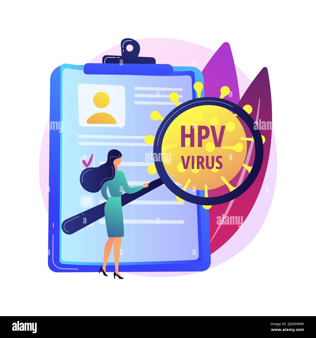 Humane Papillomavirus HPV abstraktes Konzept Vektor Illustration. HPV-Infektionsentwicklung, Haut-zu-Haut-Virusinfektion, humanes Papillomavirus, zervikale Infektion Stock Vektor