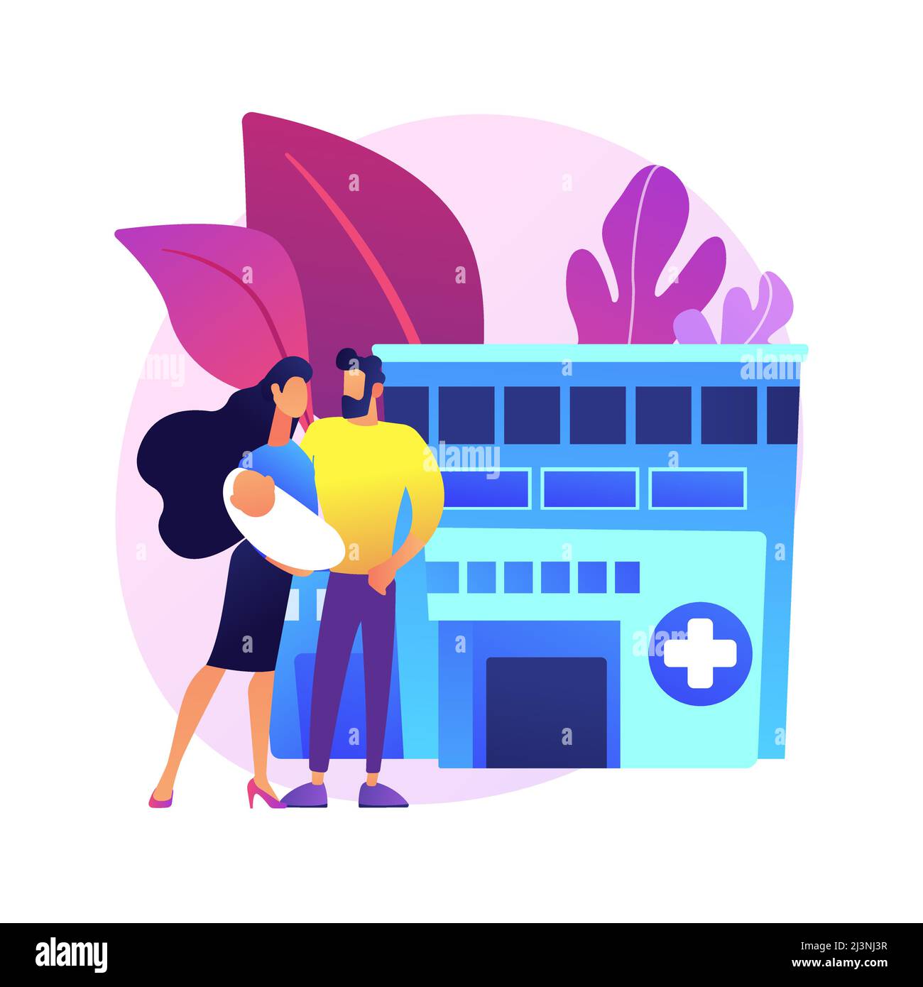 Mutterschaftsdienste abstraktes Konzept Vektor Illustration. Mutterschaftsbetreuung, perinatale Gesundheitsversorgung, Schwangerschaft und Geburt qualifizierte Unterstützung, kindbir Stock Vektor