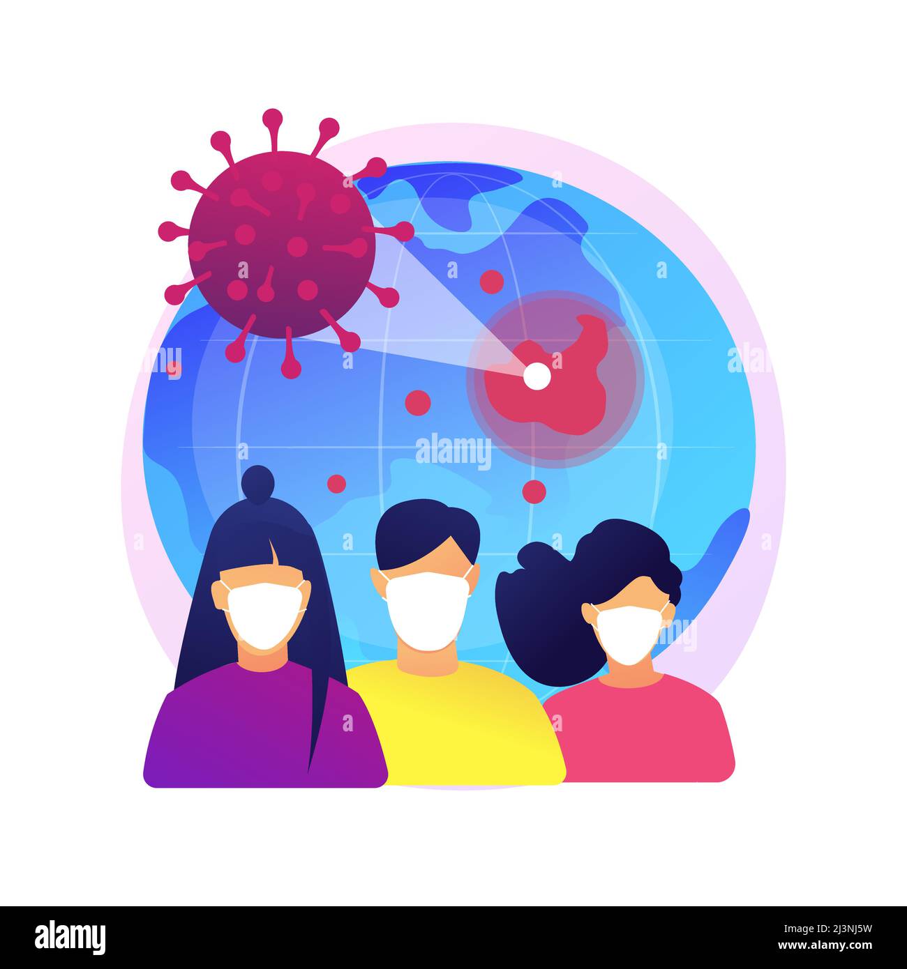 COVID-19 Abstract Concept Vector Illustration. Coronavirus weltweit, Pandemie, covid-19 Opfer, Infektionsausbruch, Statistiken, Todesrate, emergenc Stock Vektor