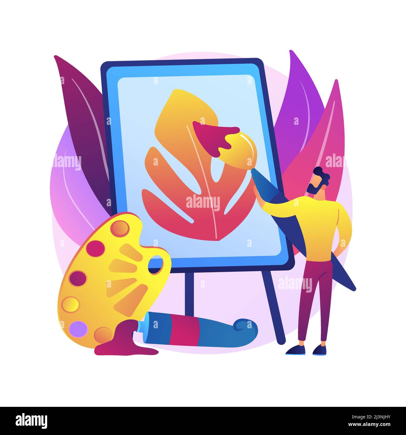 Malerei abstrakte Konzept Vektor Illustration. Amateur Maler Home Kurs, lernen Sie über das Zeichnen, steigern Sie Ihre Kreativität, Kunsttherapie Übungen, online Stock Vektor