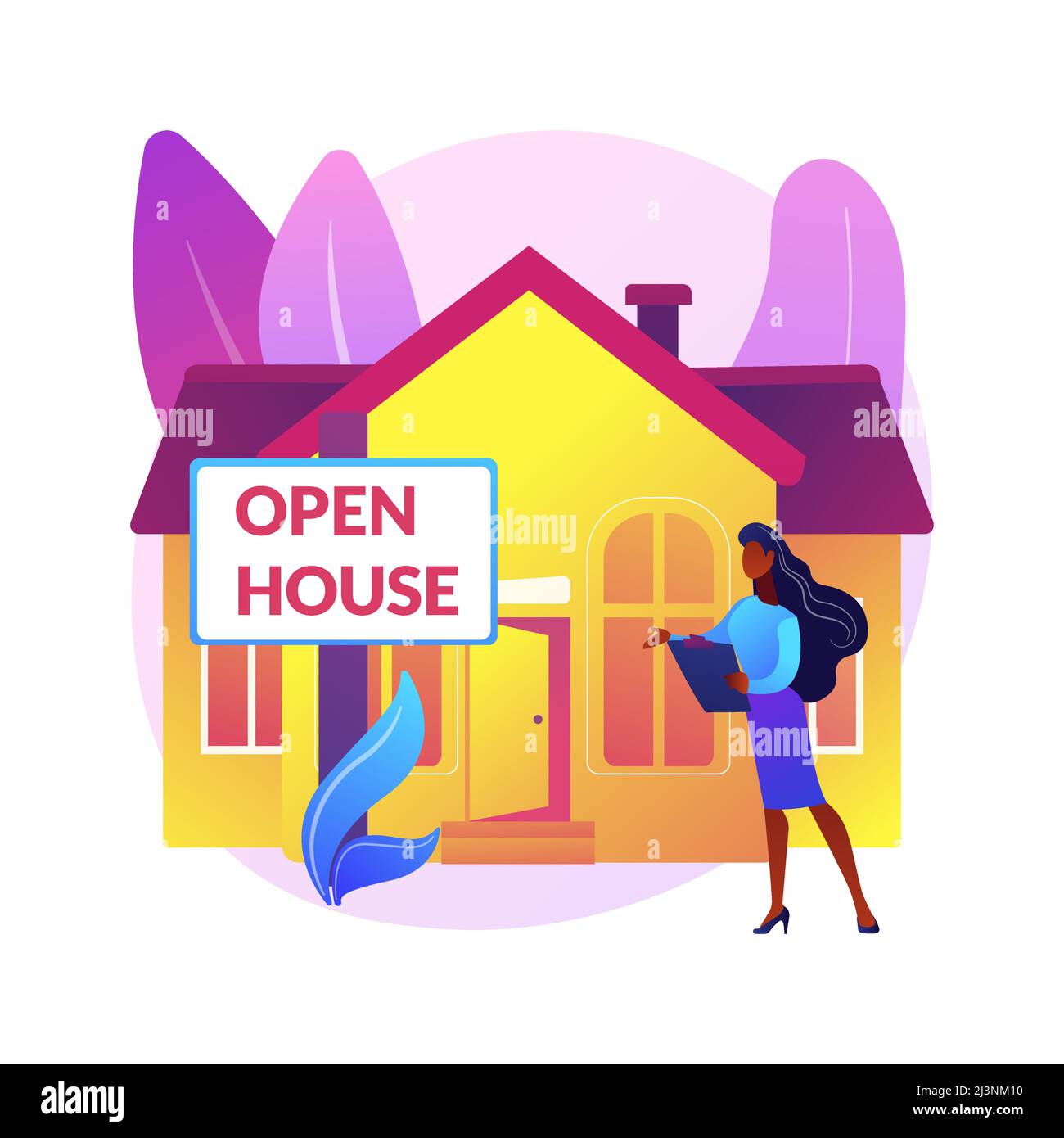 Open House abstrakte Konzept Vektor Illustration. Offen für Inspektion Eigenschaft, Haus zum Verkauf, Immobilien-Service, potenzielle Käufer, zu Fuß durch, hous Stock Vektor