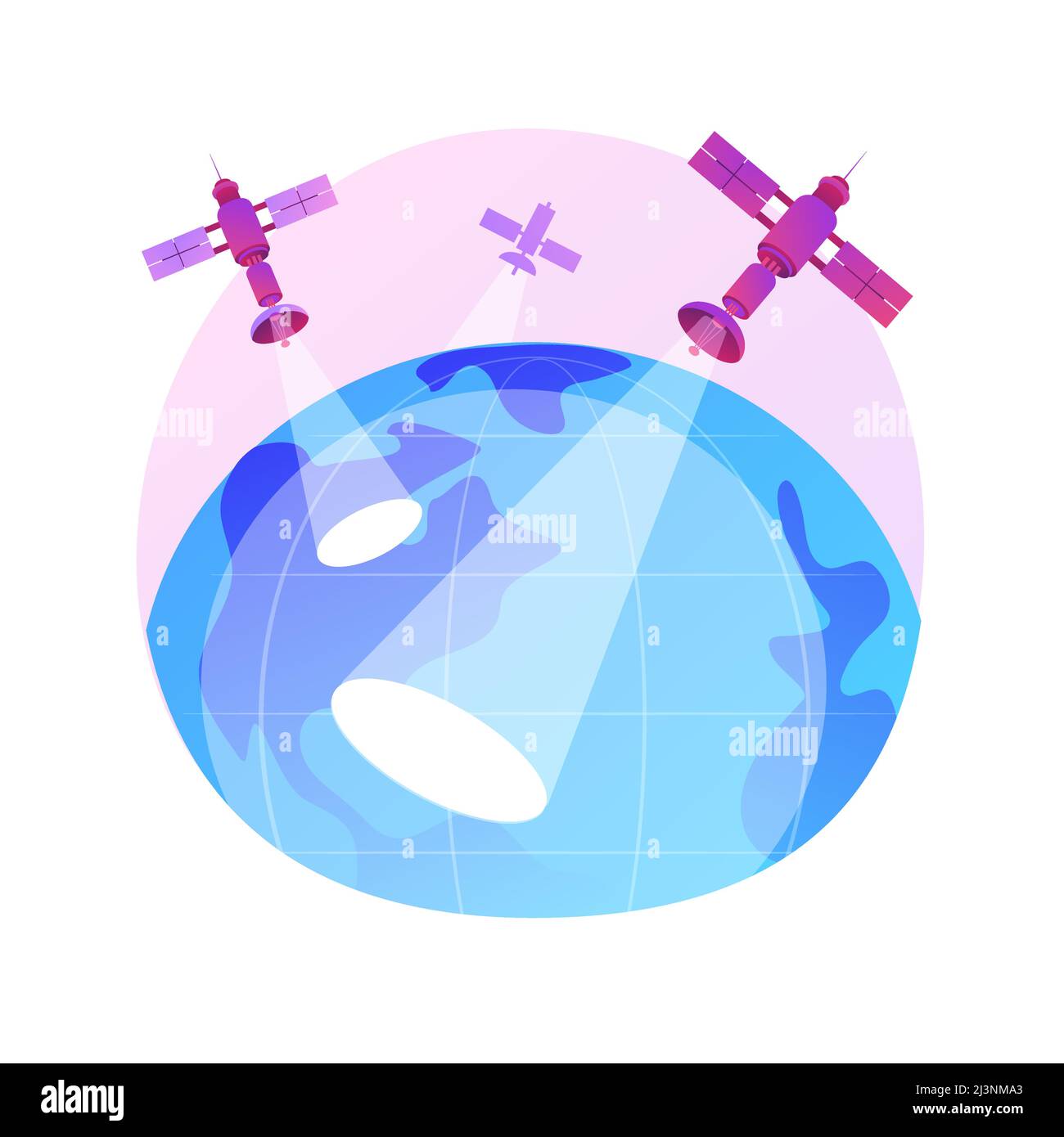 Erdbeobachtung abstrakte Konzept Vektor-Illustration. Raumfahrttechnik, Planetenwissenschaft, Satellitenservice, Geoinformation, angewandte Erdbeobachtungen Stock Vektor