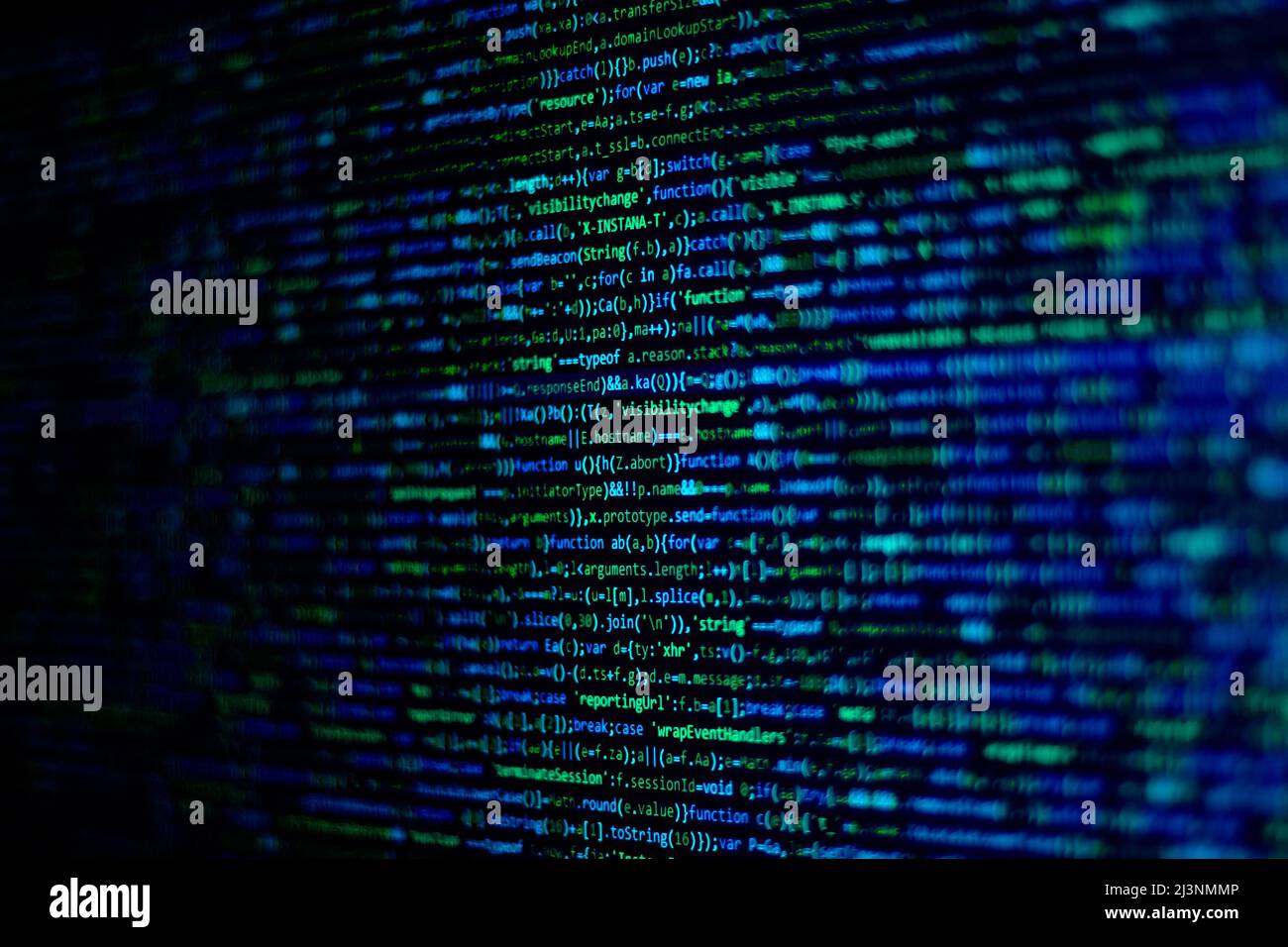 Codehintergrund. Web-Programmiersprache vom Entwickler geschrieben. HTML-, CSS-, javascript- und Web-Programmiercodes im Code-Editor Stockfoto