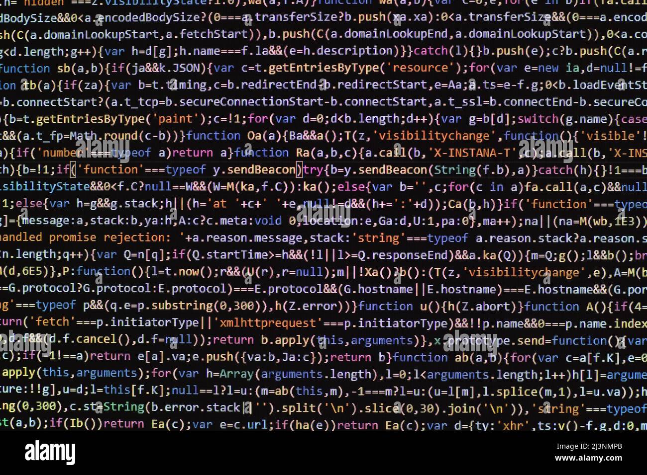 Codehintergrund. Web-Programmiersprache vom Entwickler geschrieben. HTML-, CSS-, javascript- und Web-Programmiercodes im Code-Editor Stockfoto