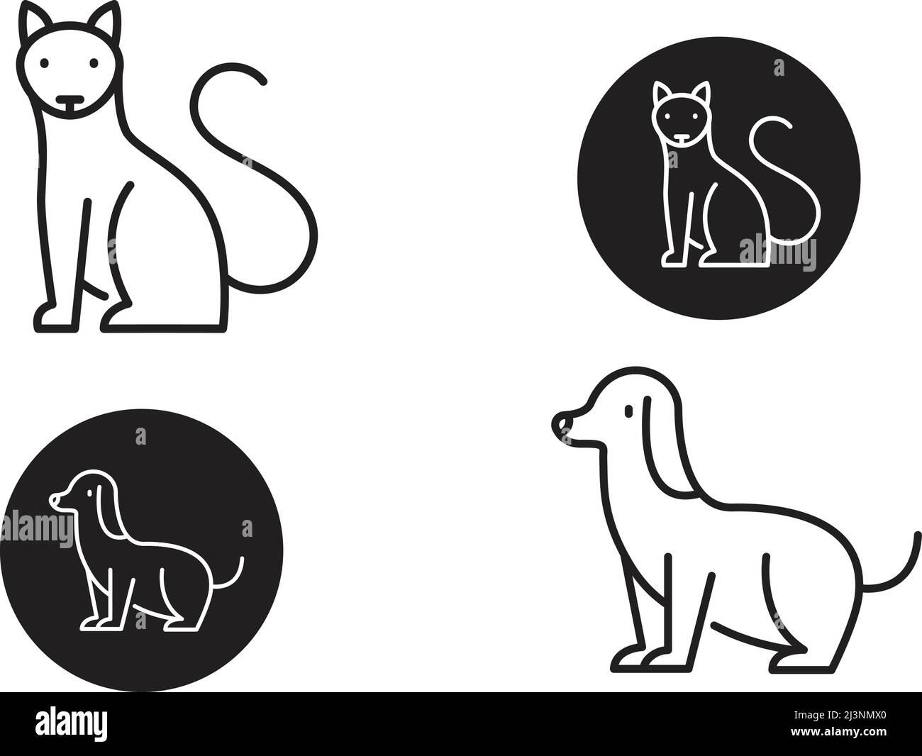 Set mit Tierhund- und Katzensymbolen Stock Vektor