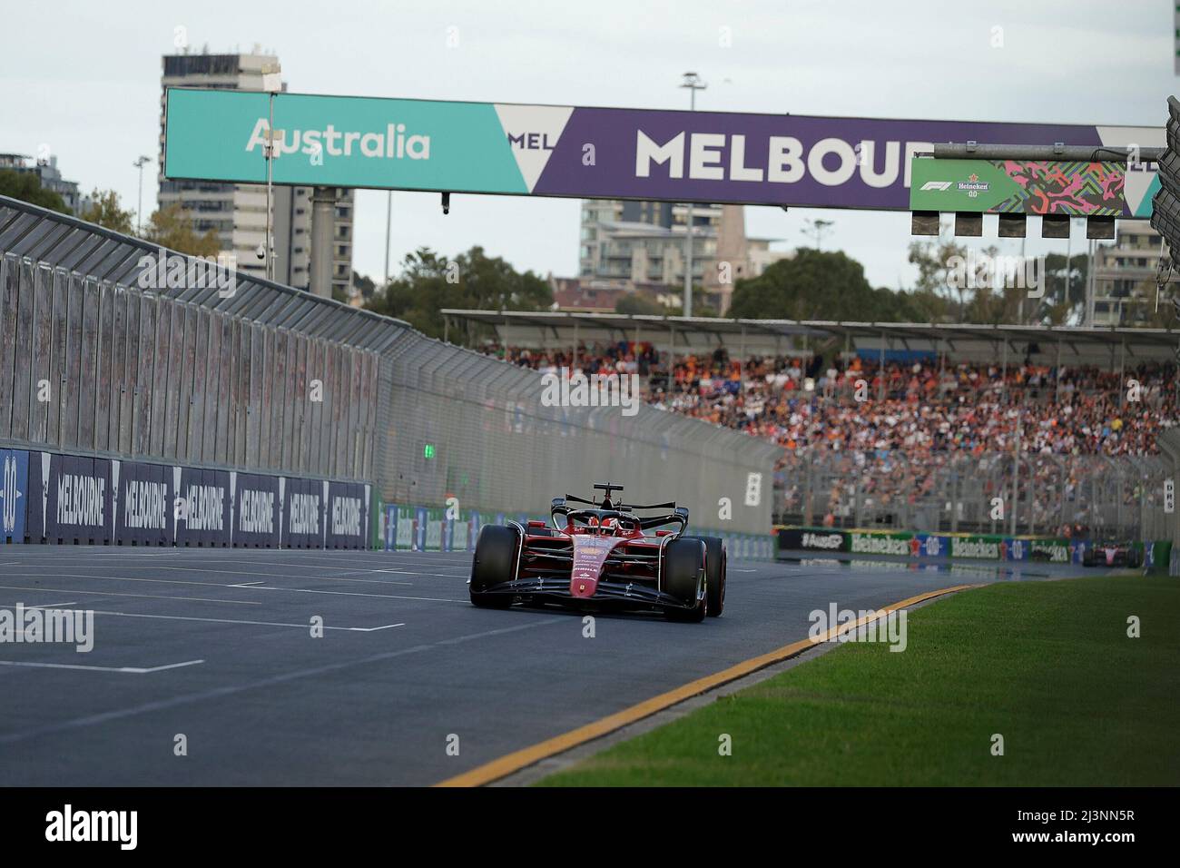 Melbourne, Australien. 09. April 2022. 9.. April 2022, Albert Park, Melbourne, FORMEL 1 ROLEX AUSTRALIAN GRAND PRIX 2022, im Bild Charles Leclerc (MCO), Scuderia Ferrari Credit: dpa/Alamy Live News Stockfoto