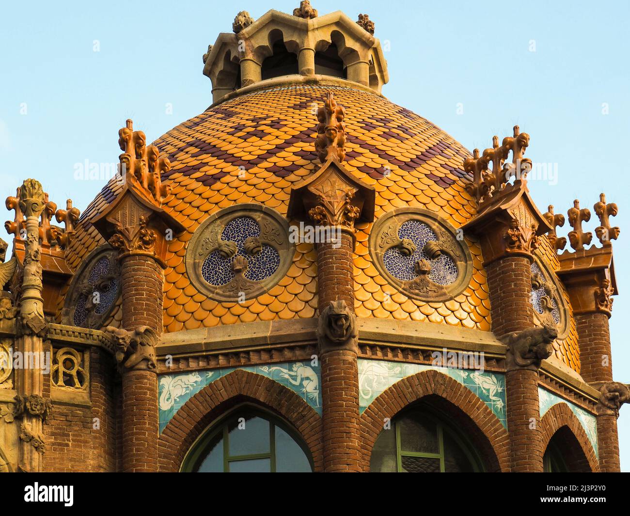 Hospital de la Santa Creu i Sant Pau, Pavillon, Architekt Luis Doménech y Montaner, Eixample, Barcelona, Katalonien, Spanien, Unesco-Herit Stockfoto