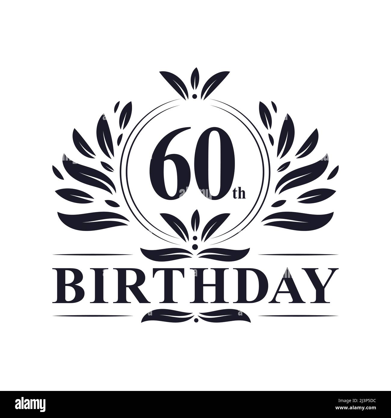 60. Geburtstag Design, luxuriöse goldene Farbe 60 Jahre Geburtstagsfeier. Stock Vektor