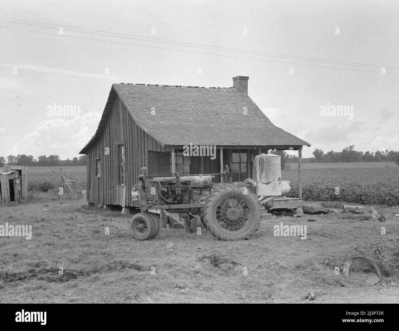 Traktoren mit Luftreifen ersetzen Maultiere auf den Delta-Plantagen. Arkansas. Stockfoto