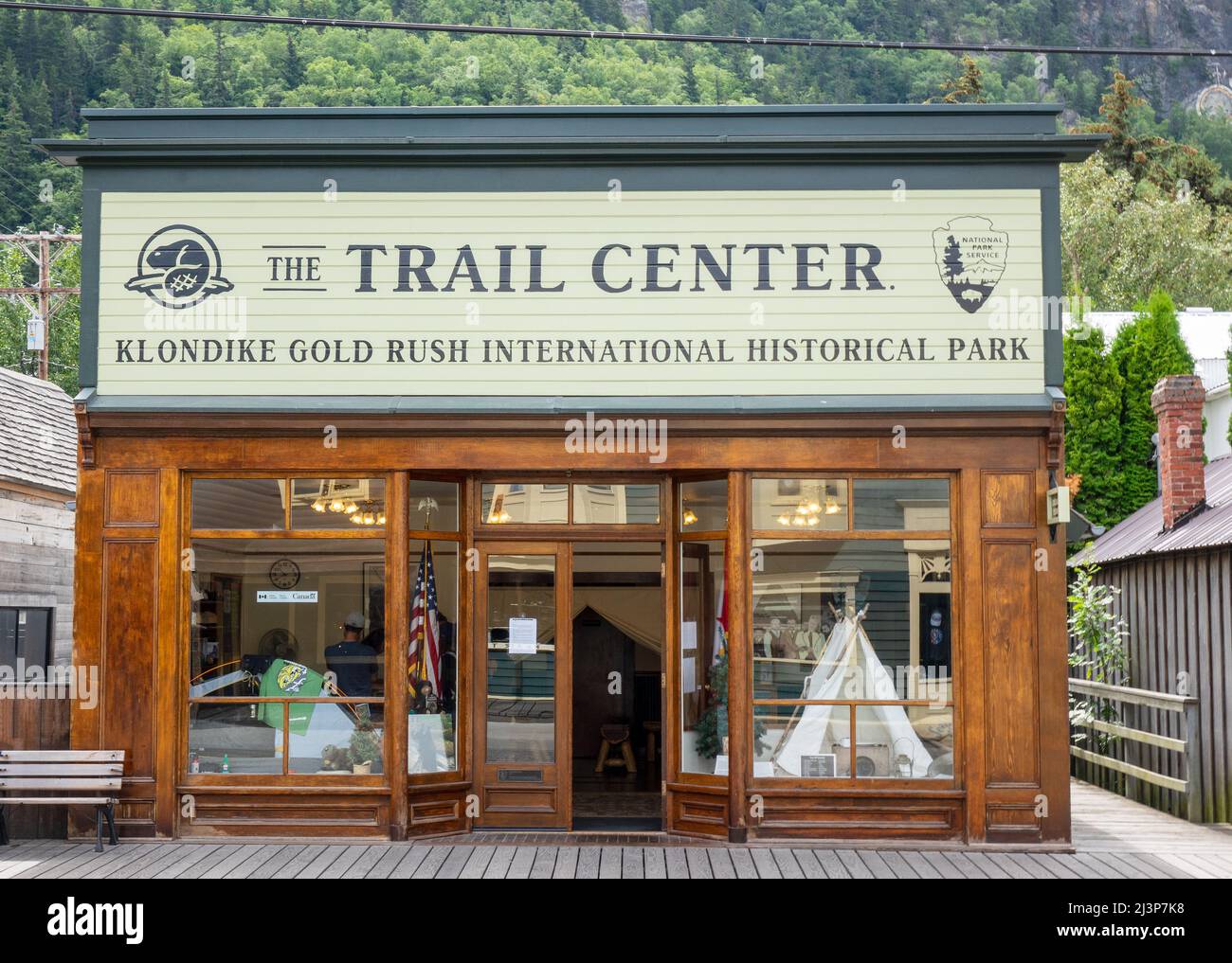 Das Trail Center Skagway Alaska Klondike Gold Rush International Park Building Skagway Alaska Umfasst Parks Canada Und National Park Service Stockfoto