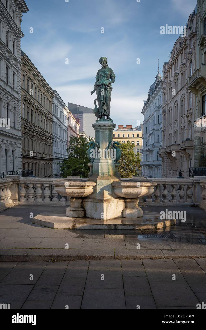 Gänsemadchenbrunnen (Gans Girl Fountain) erstellt von Anton Paul Wagner im Jahr 1886 - Wien, Österreich Stockfoto