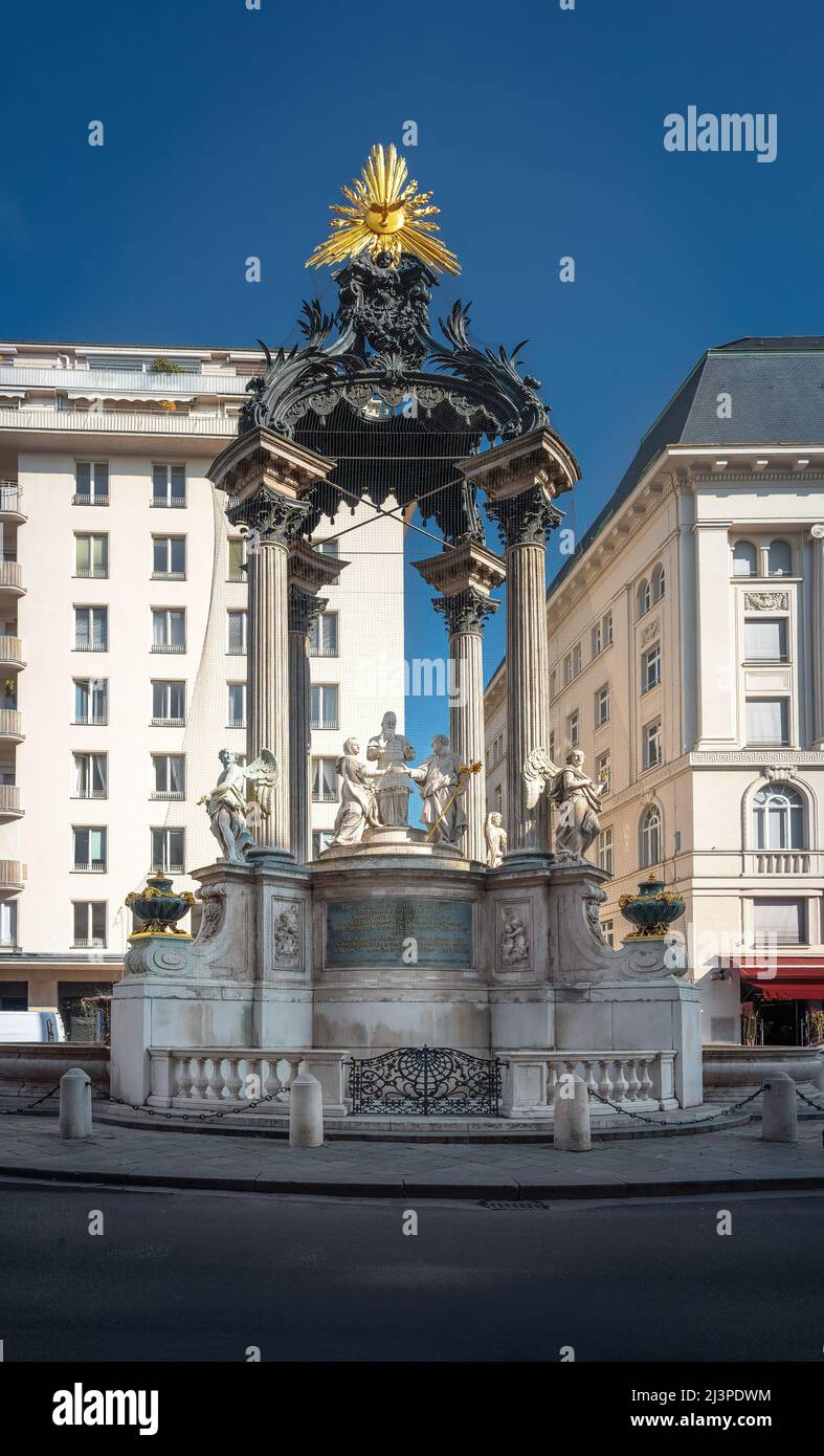 Vermahlungsbrunnen - erstellt 1732 mit Statuen von Antonio Corradini - Wien, Österreich Stockfoto