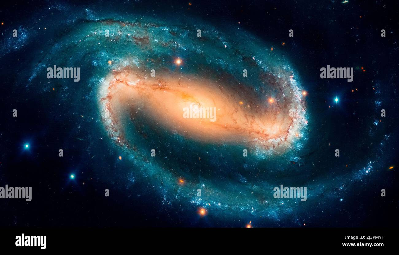 Telekopenaufnahme der Spiralgalaxie NGC 1300 und der Sterne. Mit freundlicher Genehmigung von ESA/Hubble Stockfoto