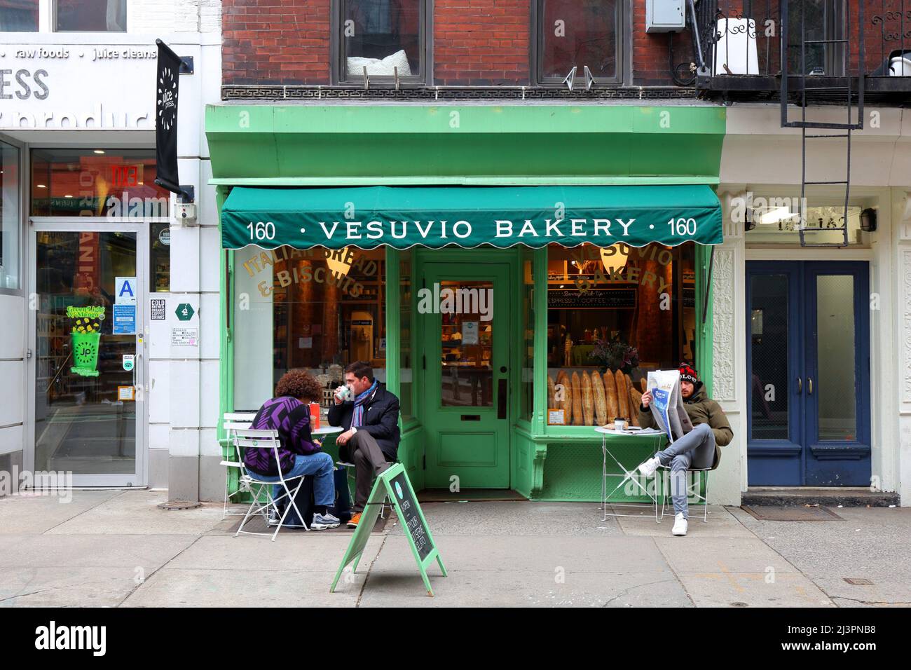 Vesuvio Bakery, 160 Prince St, New York, NYC Foto von einer Bäckerei im Stadtteil SoHo in Manhattan. Stockfoto