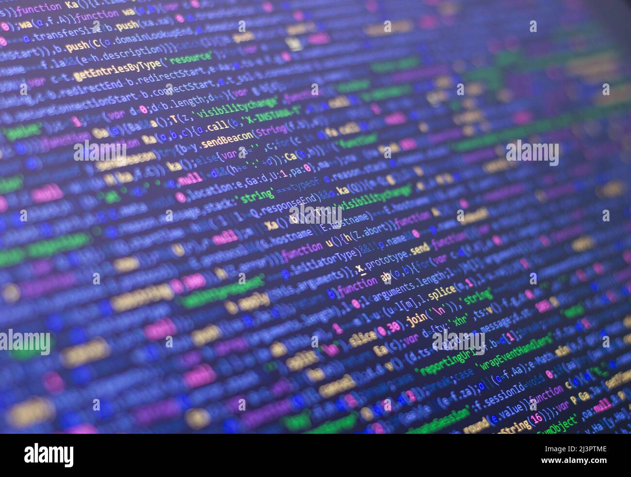 Codehintergrund. Web-Programmiersprache vom Entwickler geschrieben. HTML-, CSS-, javascript- und Web-Programmiercodes im Code-Editor Stockfoto