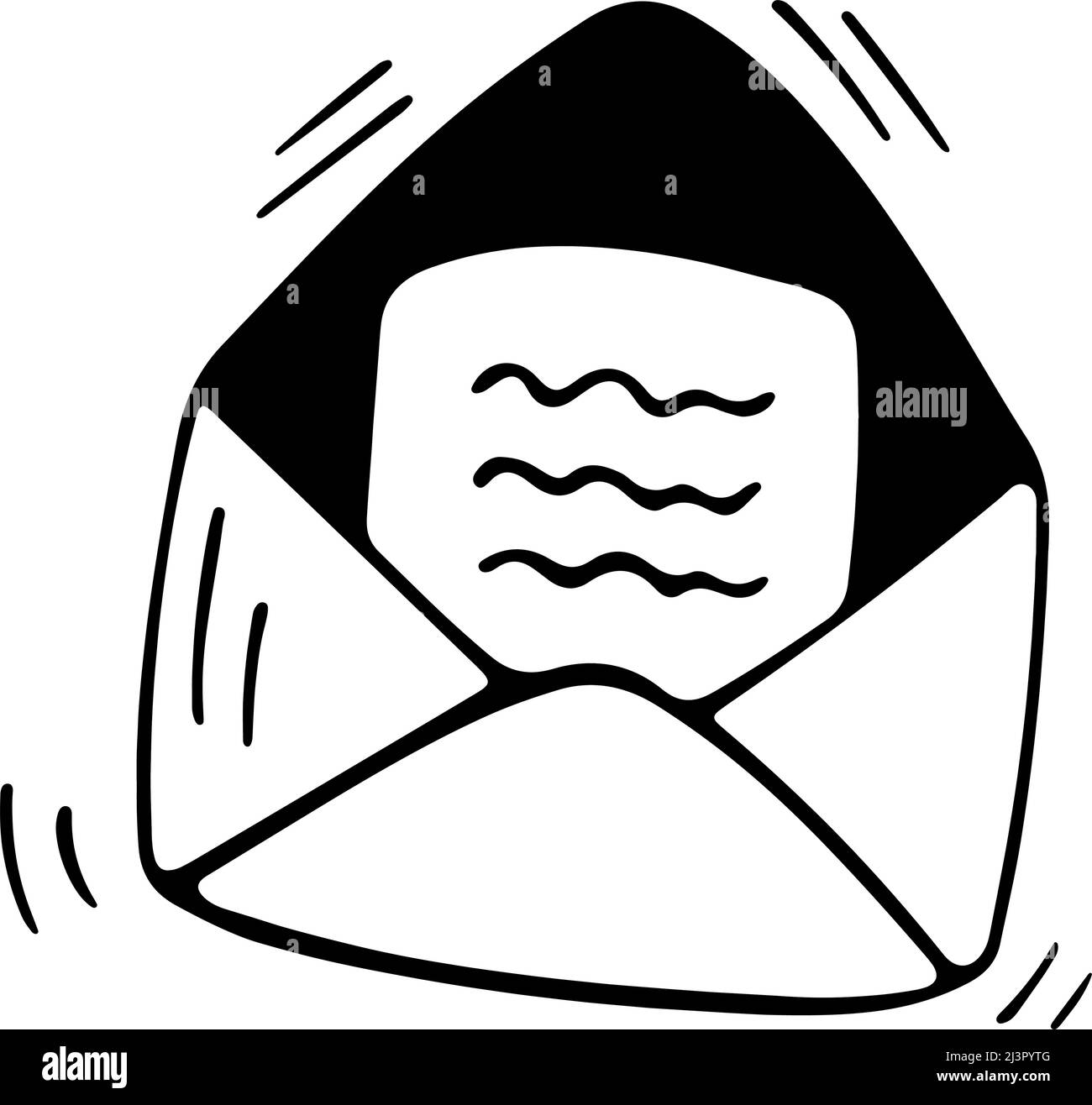 Doodle-Vektor-Briefumschlag. Handgezeichnetes Logo oder Symbol mit dünner schwarzer Linie Stock Vektor