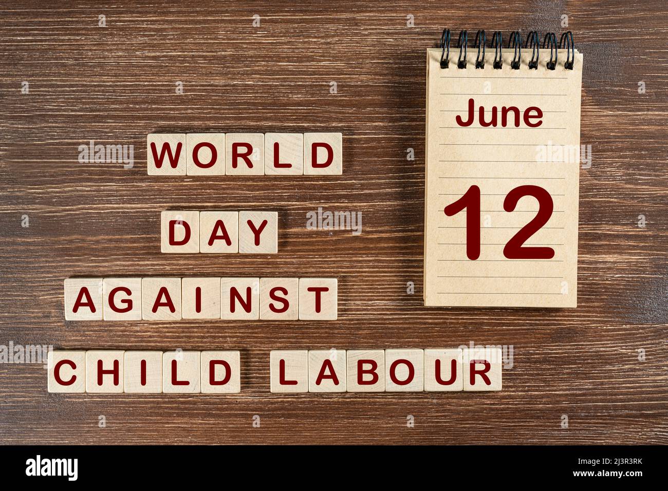 Die Feier des Welttages gegen Kinderarbeit am 12. Juni Stockfoto