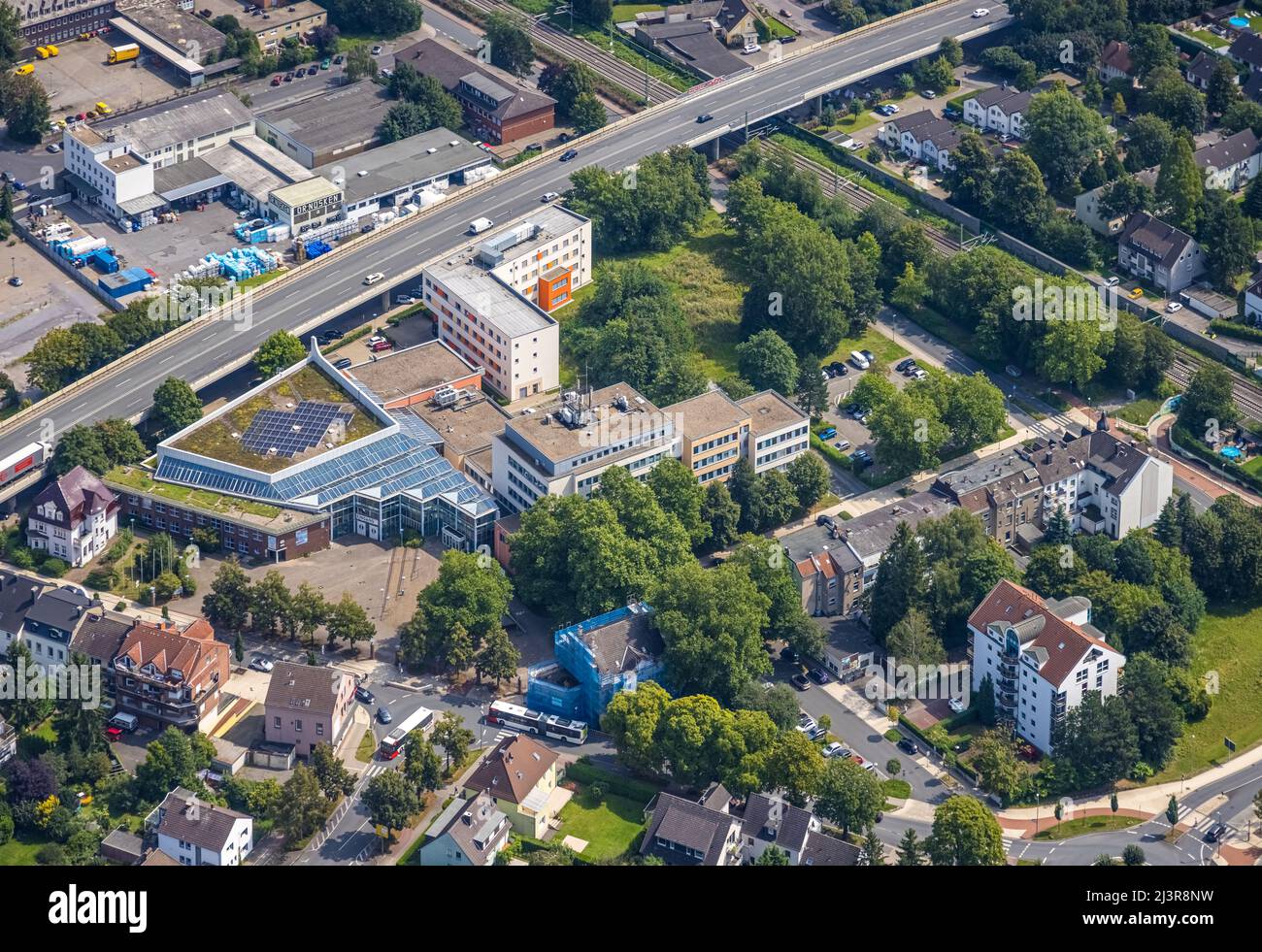 Luftbild, Rathaus Kamen an der Hochstraße in Kamen, Ruhrgebiet, Nordrhein-Westfalen, Deutschland, Luftbild, Rathaus Kamen Stadtverwaltung an der Hochst Stockfoto
