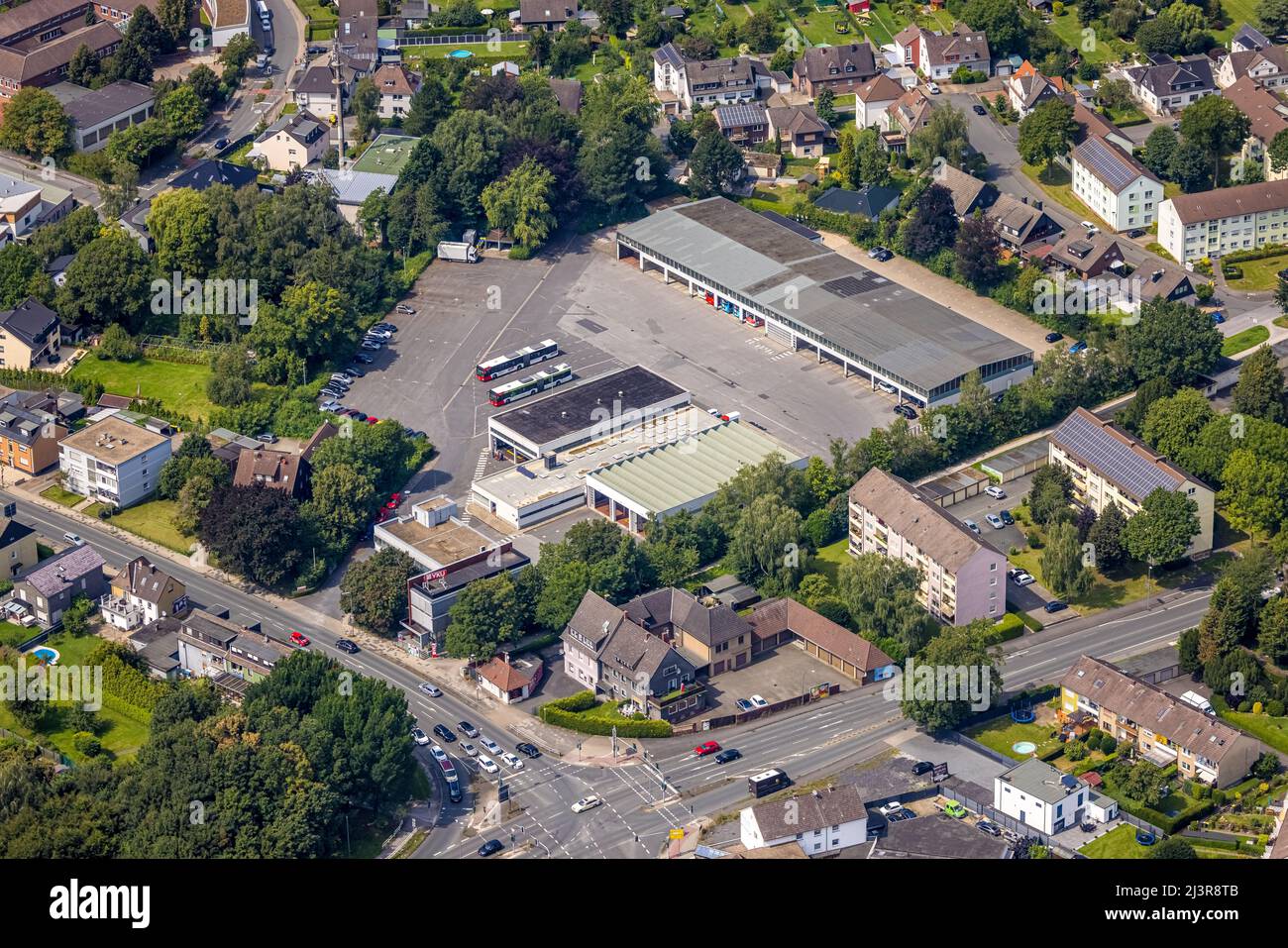 Luftaufnahme, Verkehrsgesellschaft Kreis Unna Betriebshof Kamen, Kamen, Ruhrgebiet, Nordrhein-Westfalen, Deutschland, Luftbild, Verkehrsgesellschaft Kei Stockfoto