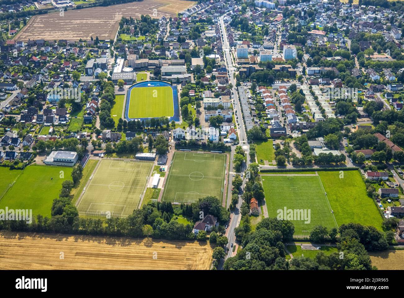 Luftaufnahme, Sportcentrum Kaiserau, Kamen, Ruhrgebiet, Nordrhein-Westfalen, Deutschland, DE, Europa, Fußball- und Leichtathletik-Verband Westfalen, Stockfoto