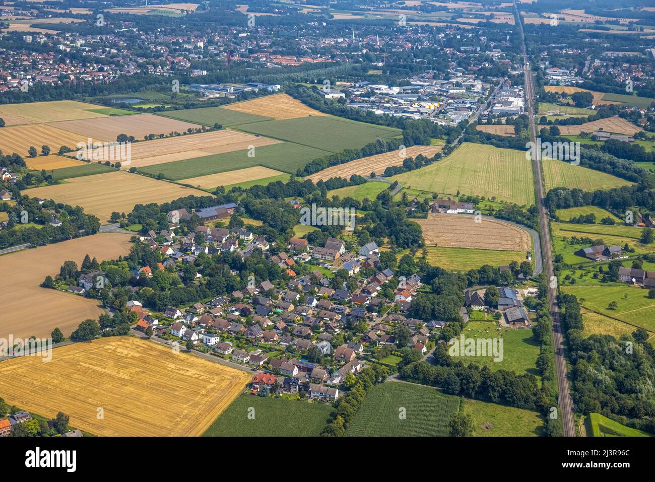 Luftaufnahme, Stadtteilbezirk Westick, Kamen, Ruhrgebiet, Nordrhein-Westfalen, Deutschland, DE, Europa, Grundsteuer, Immobilien, Luftbild, Stockfoto