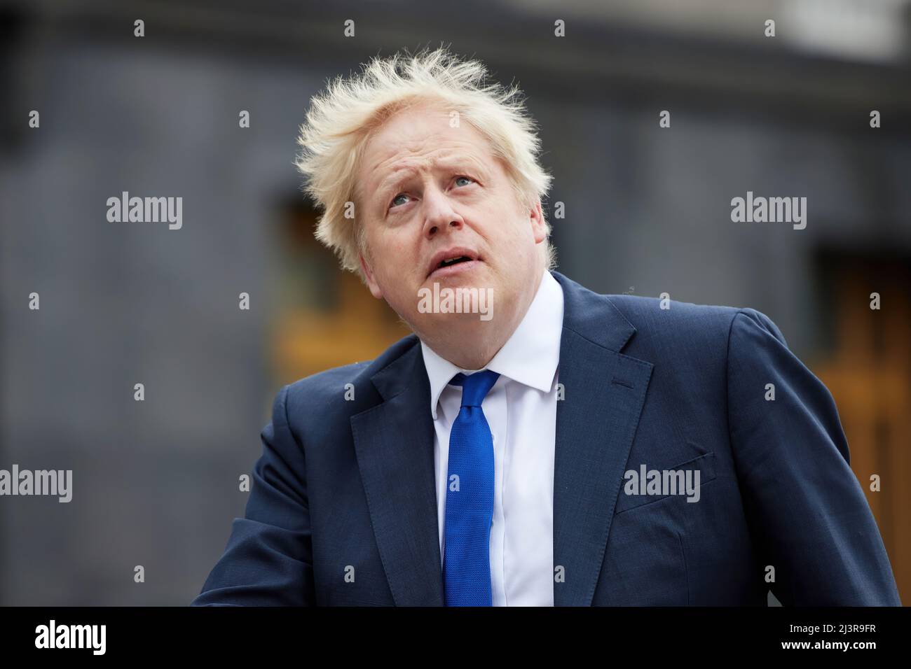 Der Präsident der Ukraine, Wolodymyr Zelenskyy, traf mit dem Premierminister des Vereinigten Königreichs, Boris Johnson, zusammen, der in Kiew, Ukraine, ankam Stockfoto