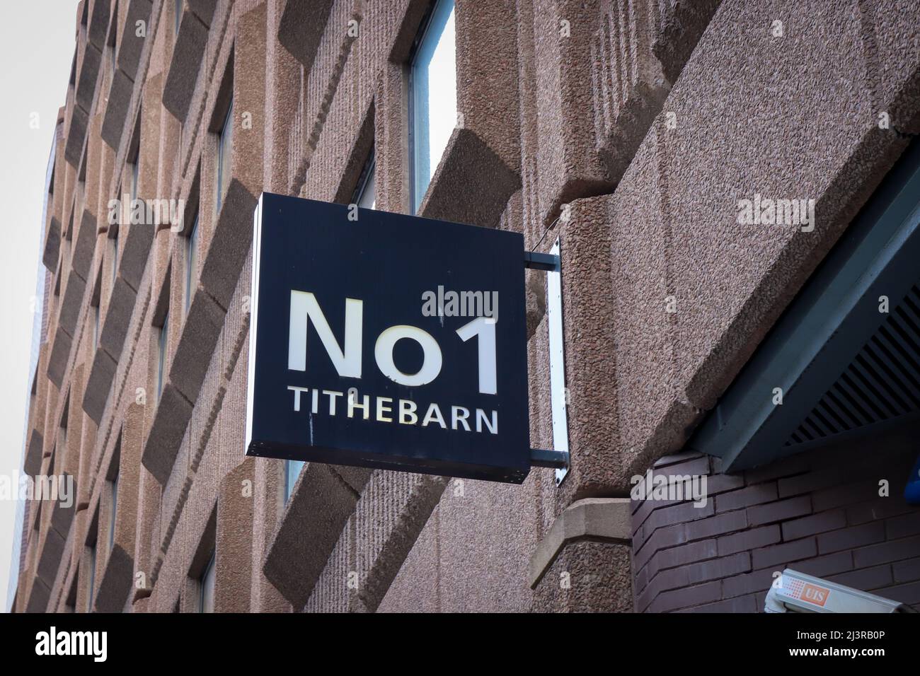 No 1 Tithebarn Street Sign, Liverpool Stockfoto