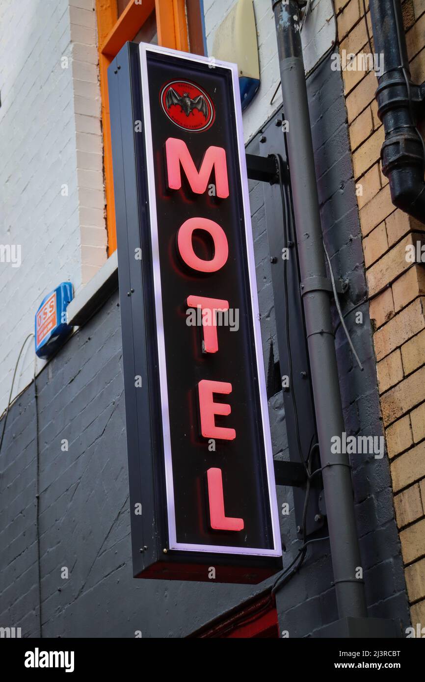 Liverpool Motel Sign Stockfoto