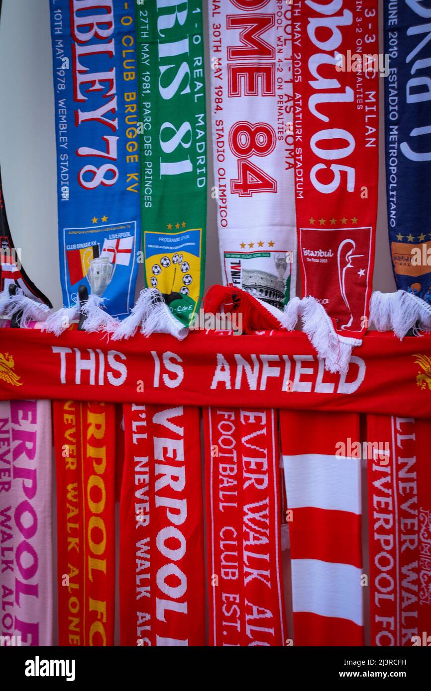 Rote Liverpool Football Club-Tücher Stockfoto