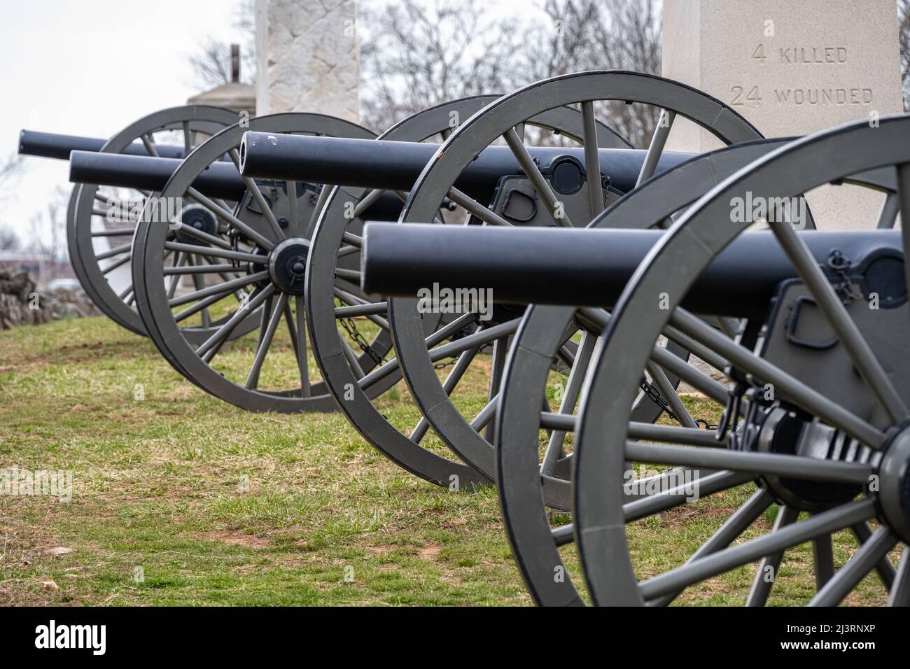 Kanonen im Gettysburg National Military Park in Gettysburg, Pennsylvania. (USA) Stockfoto