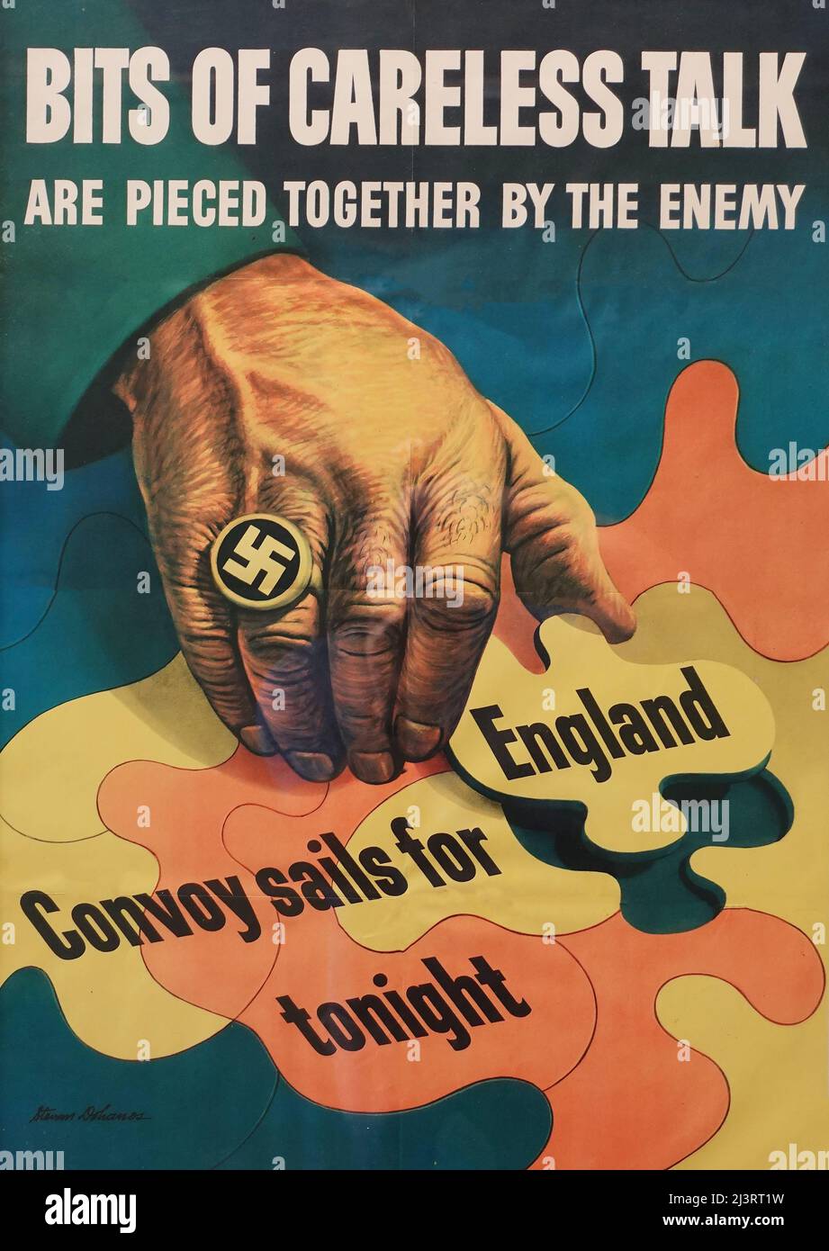 Klassisches Poster zum Zweiten Weltkrieg, das die Amerikaner auffordert, keine Geheimnisse zu lüften. Stockfoto