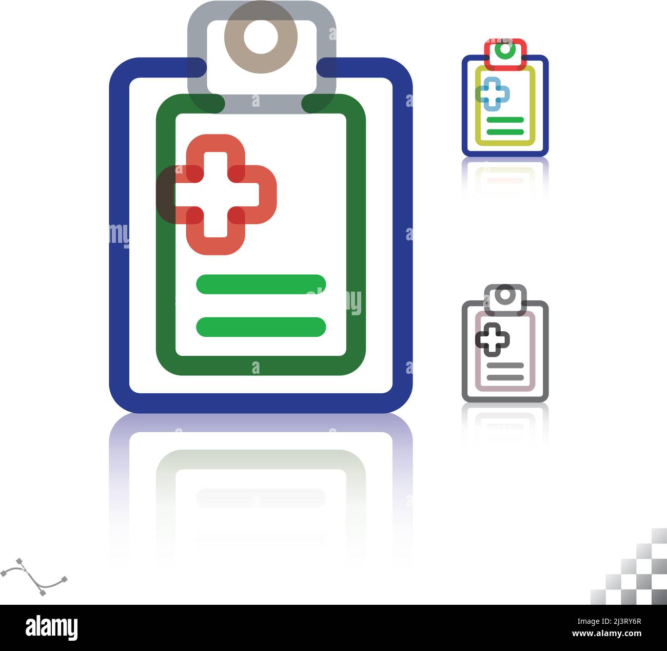 Medizinische Gesundheit Zwischenablage bunte Linie Symbol mit plus Zeichen Medizin oder Rezept Stock Vektor