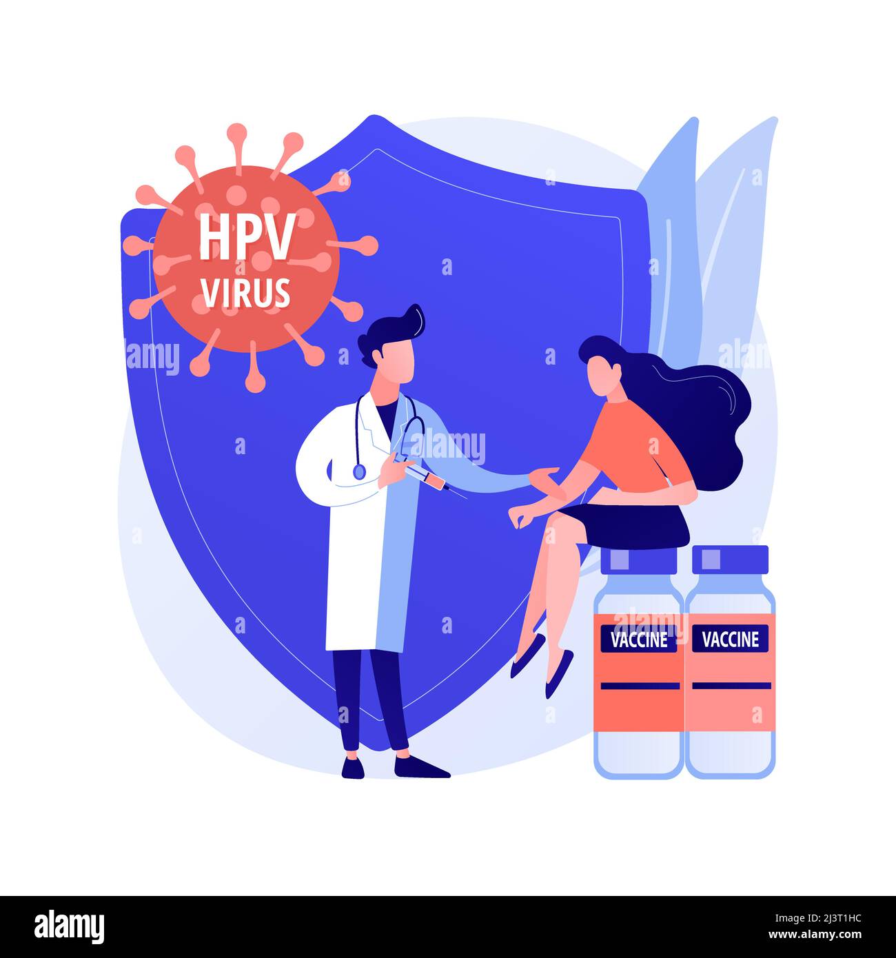 HPV-Impfung abstrakte Konzept Vektor-Illustration. Schutz vor Gebärmutterhalskrebs, Impfprogramm gegen humane Papillomaviren, HPV-Impfung, Stock Vektor
