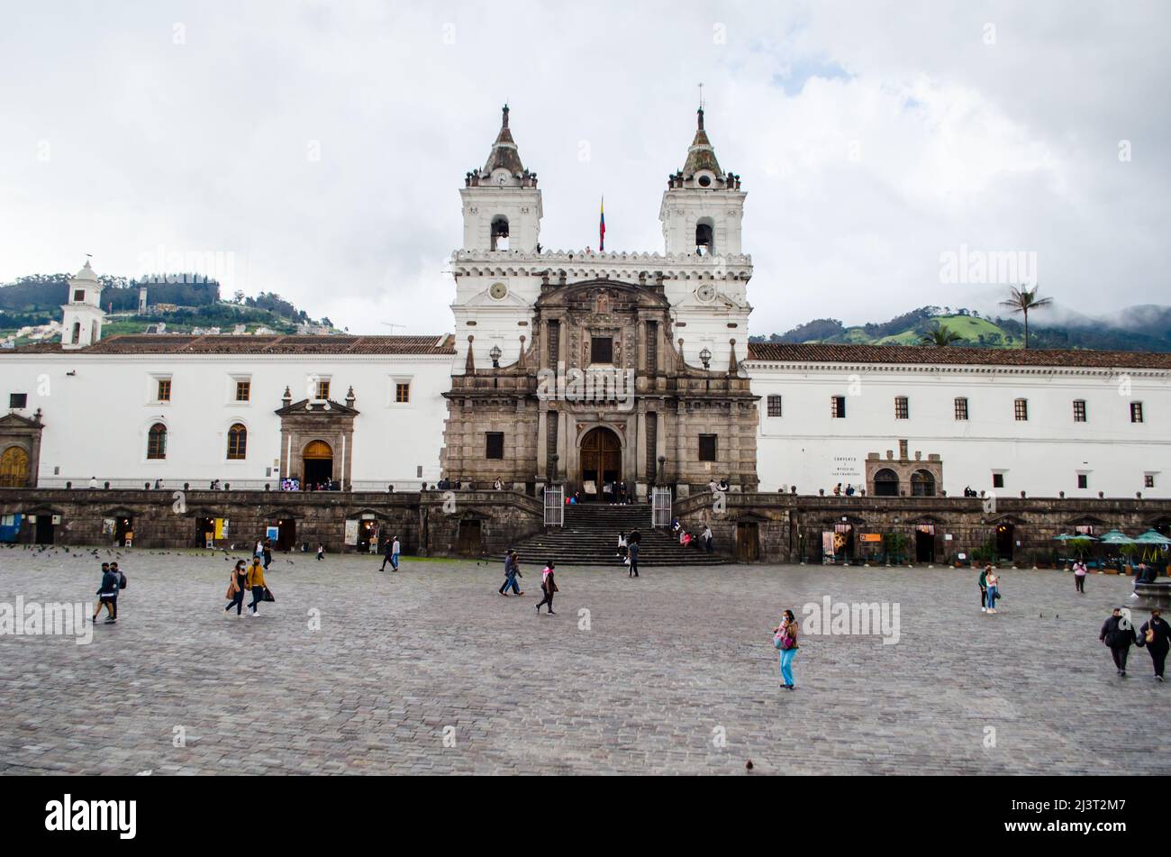 Die Kirche und das Kloster von San Francisco in Quito Stockfoto