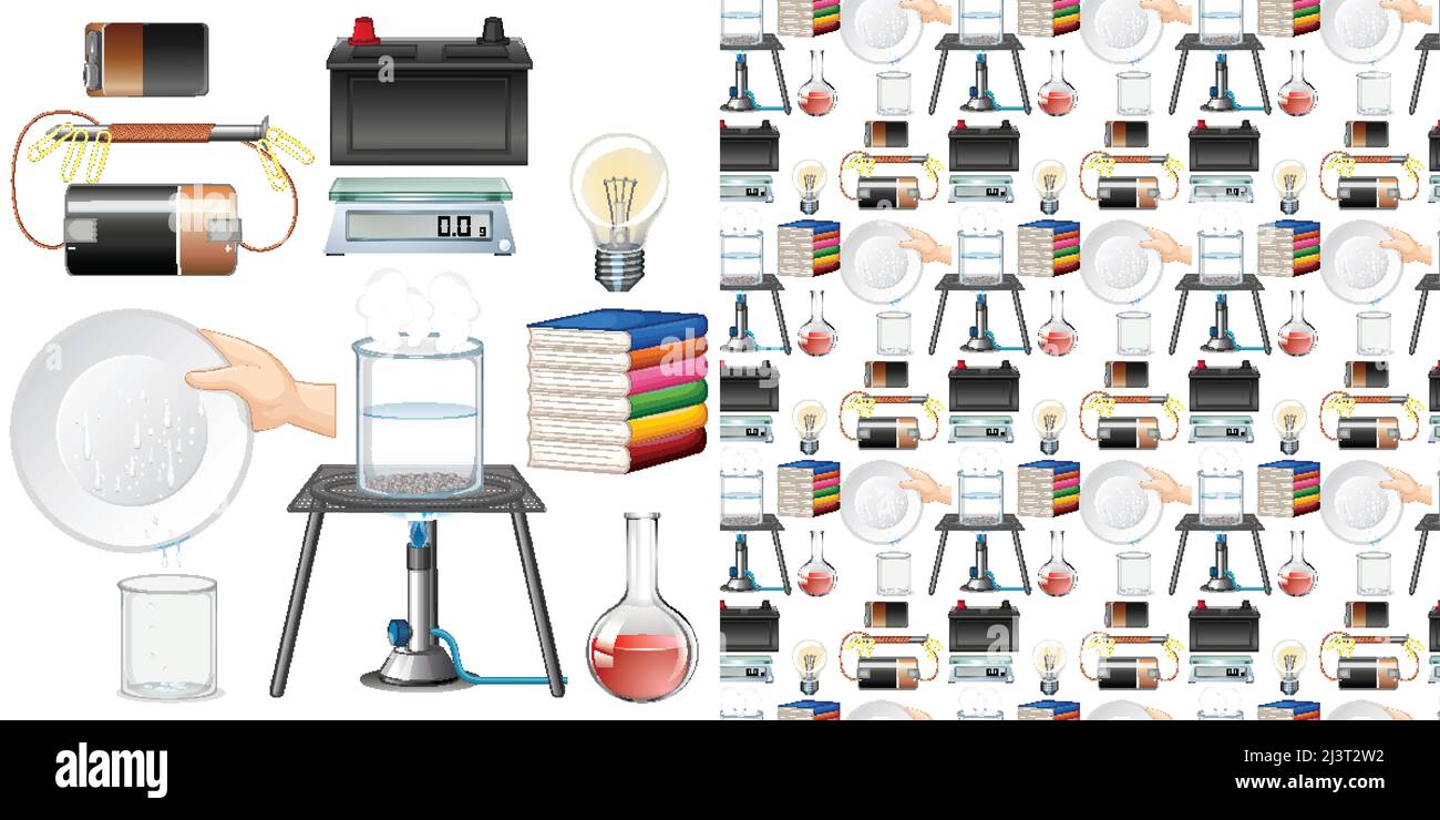 Nahtlose Hintergrund mit Wissenschaft Ausrüstungen Illustration Stock Vektor