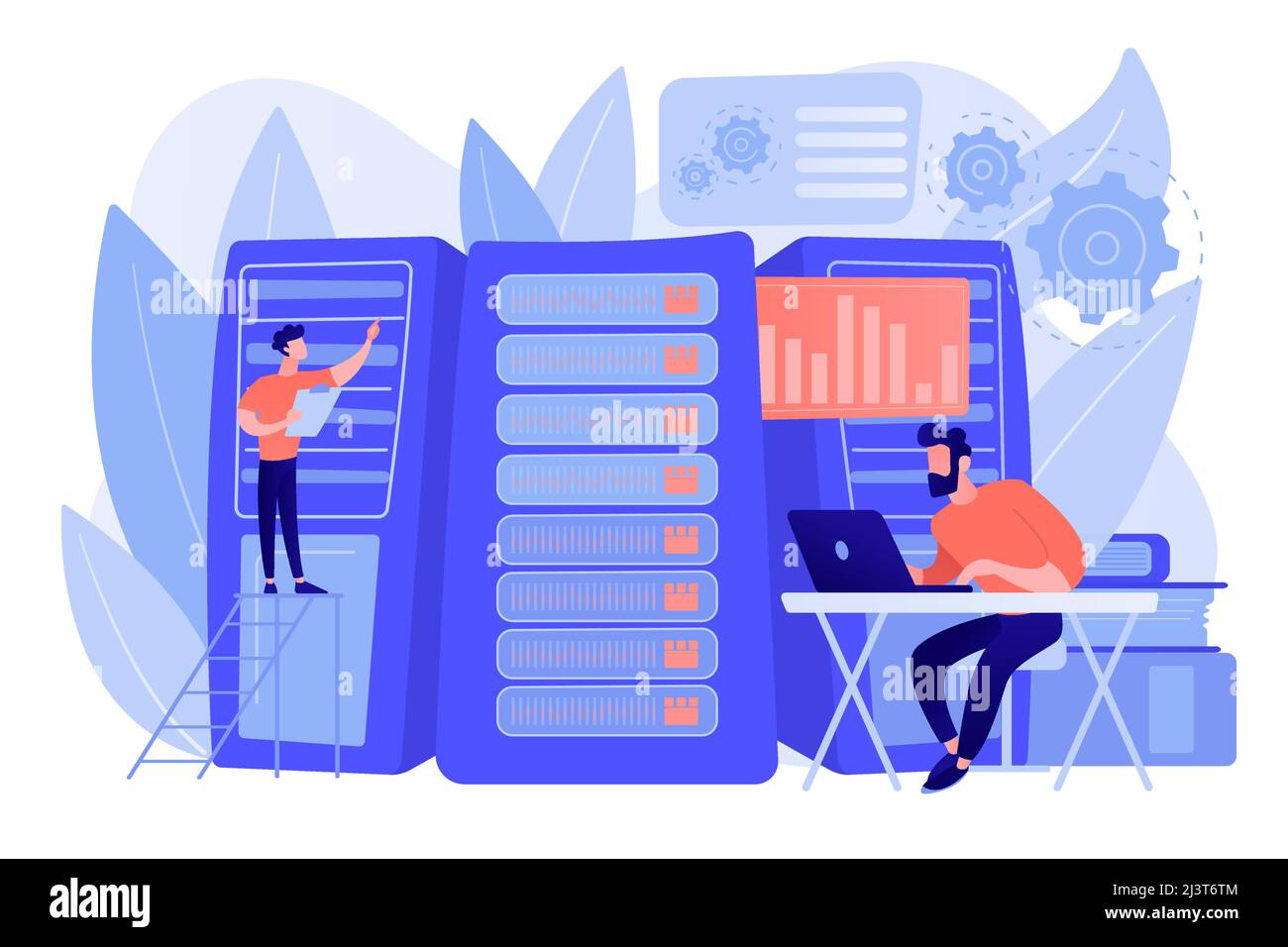 Data Scientist, Data Analytics Manager, Datenbankentwickler und Administrator arbeiten. Big-Data-Job, Datenbankentwickler, Karrieren im Big-Data-Konzept. Stock Vektor