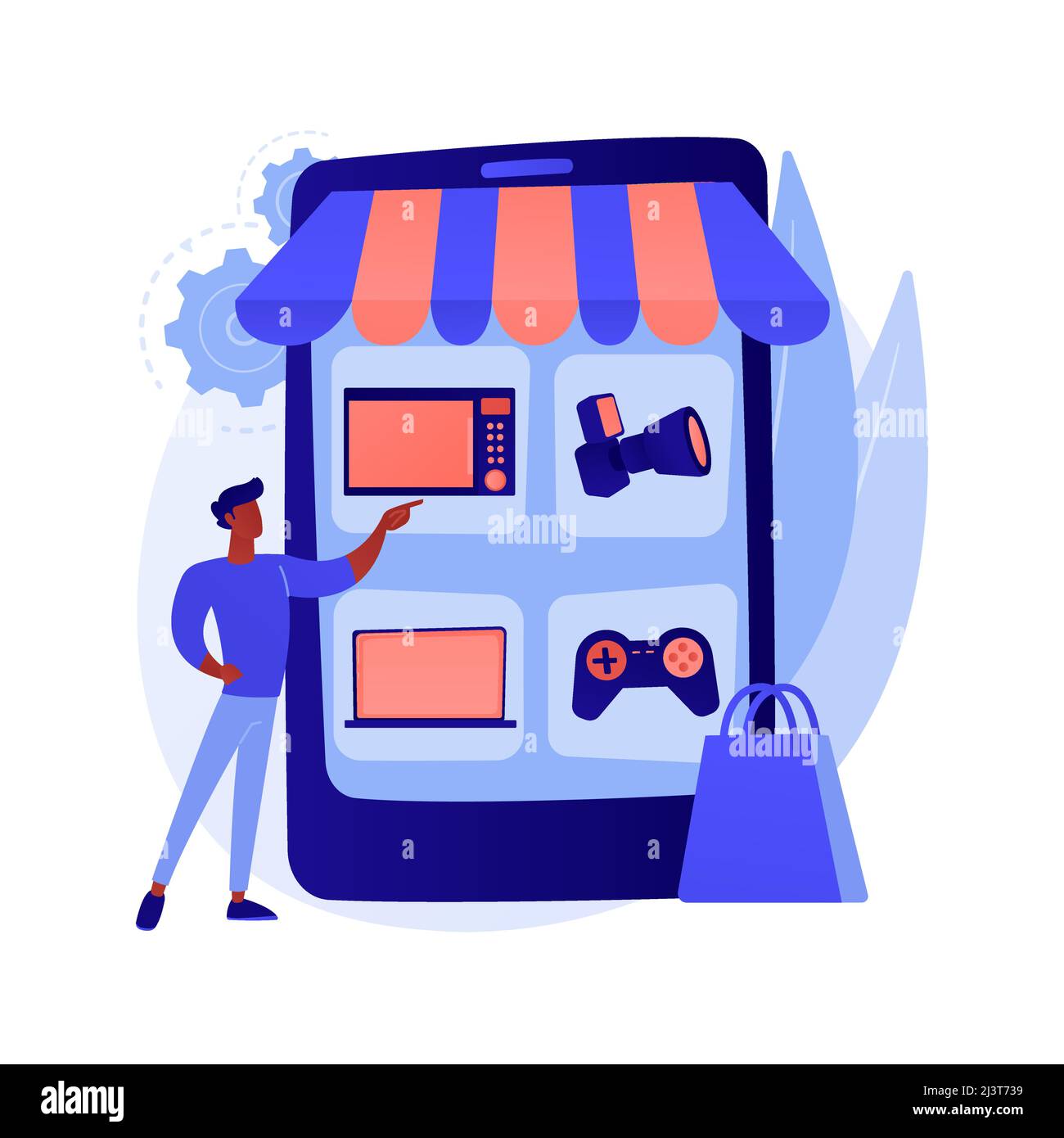Online Flohmarkt abstrakt Konzept Vektor Illustration. Online-Vintage-Marktplatz, digitale Flohauktion, gebrauchte gute E-Commerce-Plattform, aus zweiter Hand t Stock Vektor