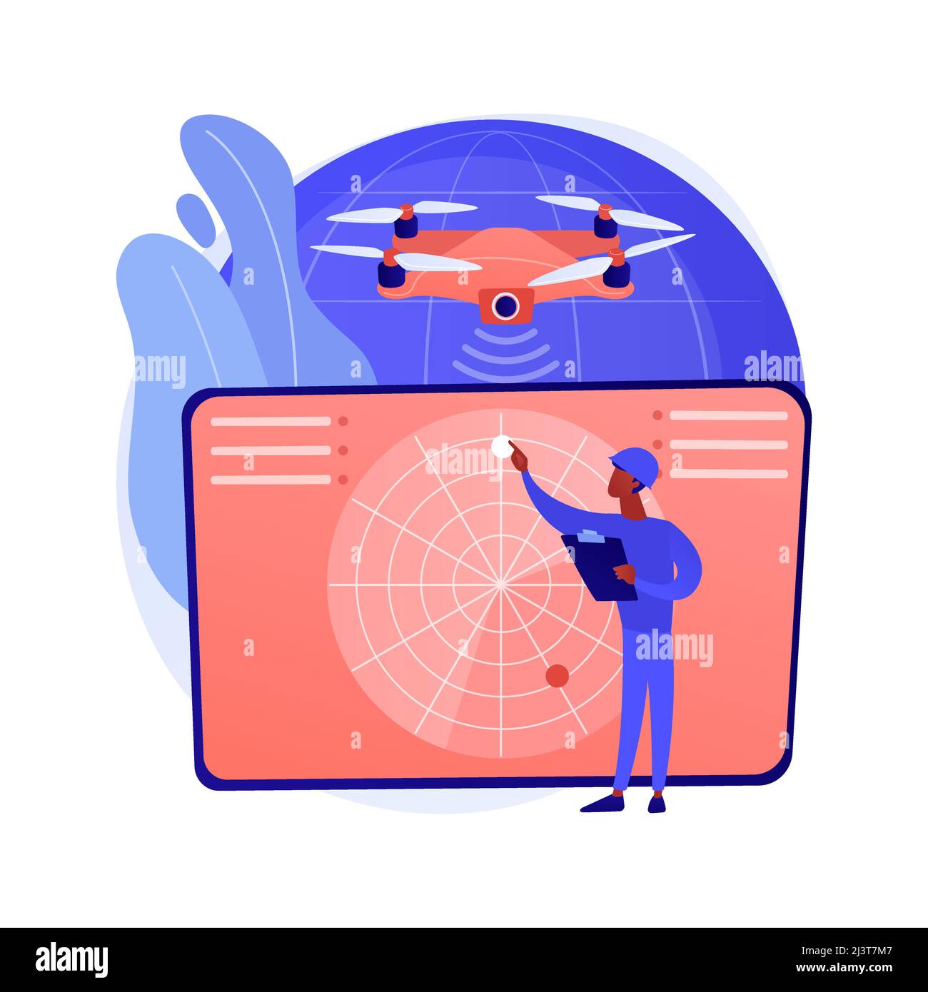 Militärische Drohne abstraktes Konzept Vektor Illustration. Militärische Robotik, Drohneneinsatz in der Verteidigung, Flugzeugtechnik, Luft- und Raumfahrt, unbemannte Luftfahrzeuge Stock Vektor