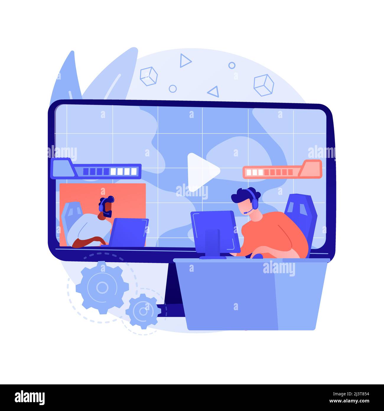 E-Sport Spiel Streaming abstrakt Konzept Vektor Illustration. ESport Live-Spiel zeigen, Online-Streaming-Geschäft, Lösungen für die Aufzeichnung von Wettbewerb Stock Vektor