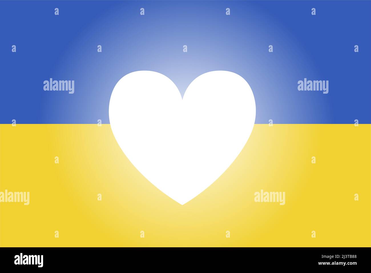Stop war in Ukraine Konzept Vektor-Illustration. Herz, Liebe für die Ukraine, ukrainische Flagge Illustration Hintergrund. Rette die Ukraine vor Russland. Stock Vektor