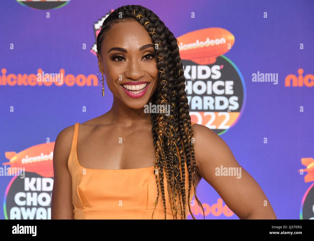 Tiffany Daniels kommt bei den Nickelodeon Kid's Choice Awards 2022 an, die am Samstag, dem 9. April 2022, im Barker Hangar in Santa Monica, CA, verliehen wurden. (Foto von Sthanlee B. Mirador/Sipa USA) Stockfoto