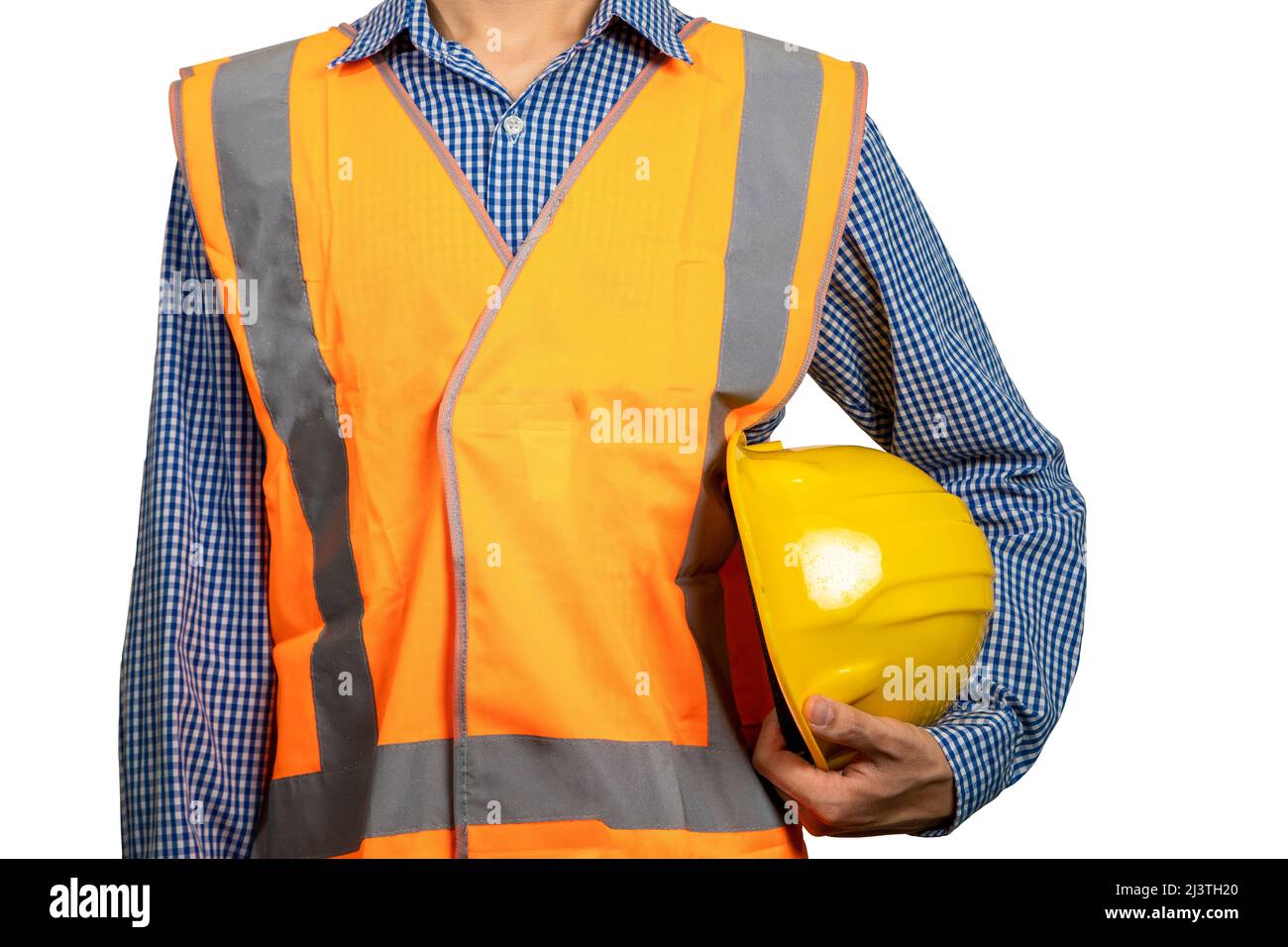 Techniker auf weißem Hintergrund isoliert. (Mit Beschneidungspfad) Stockfoto