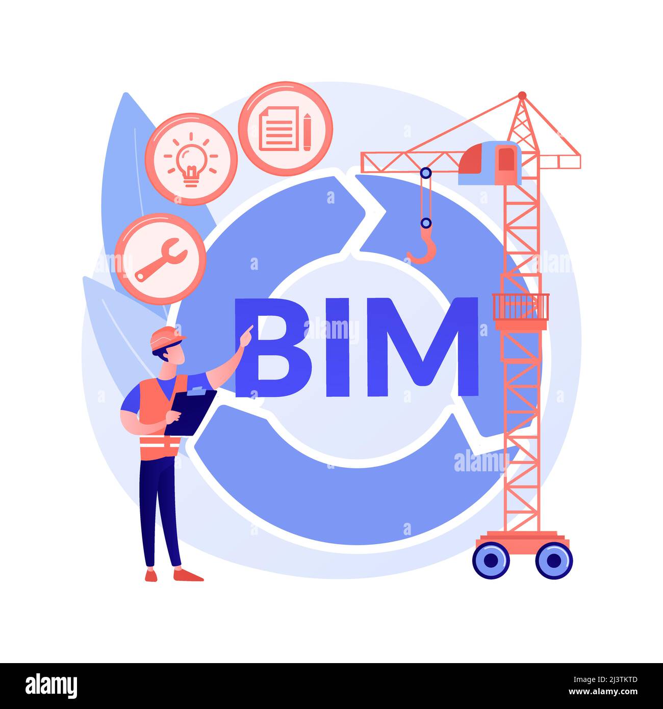 Building Information Modeling abstrakte Konzept Vektor Illustration. Kollaboratives Bauen, Bauprojektmanagement, 3D-modellbasierte Verfahren Stock Vektor