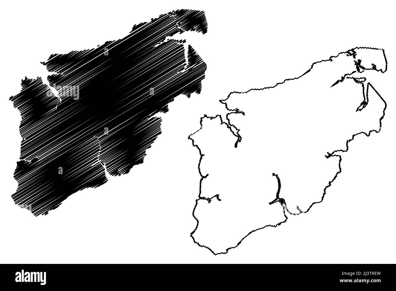 Sao Luis Island (Föderative Republik Brasilien, Sao Paulo, Süd- und Lateinamerika) Kartenvektordarstellung, Scribble-Skizze Upaon-acu oder Maranhao Isl Stock Vektor