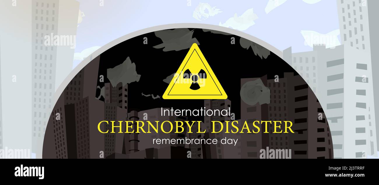 Tschernobyl-Unfall. Gedenktag Von Tschernobyl. Die Explosion eines Atomreaktors in der Ukraine im Jahr 1986. Vektorgrafik. Stock Vektor