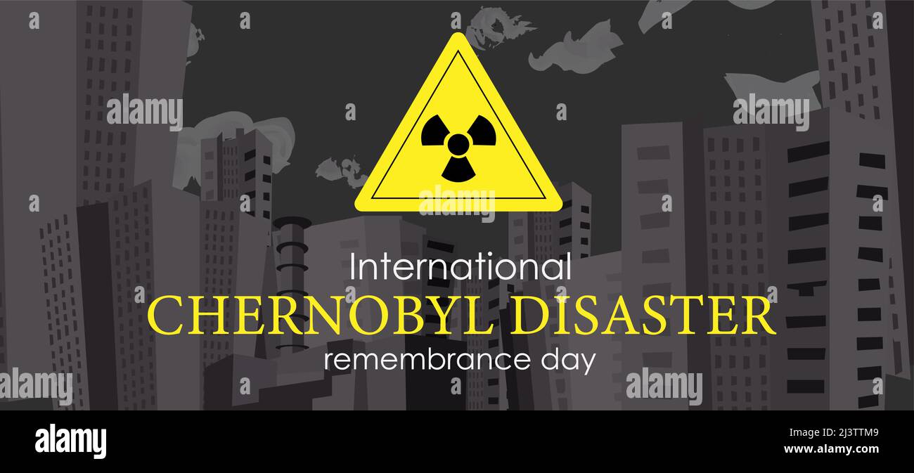 Tschernobyl-Unfall. Gedenktag Von Tschernobyl. Die Explosion eines Atomreaktors in der Ukraine im Jahr 1986. Vektorgrafik. Stock Vektor