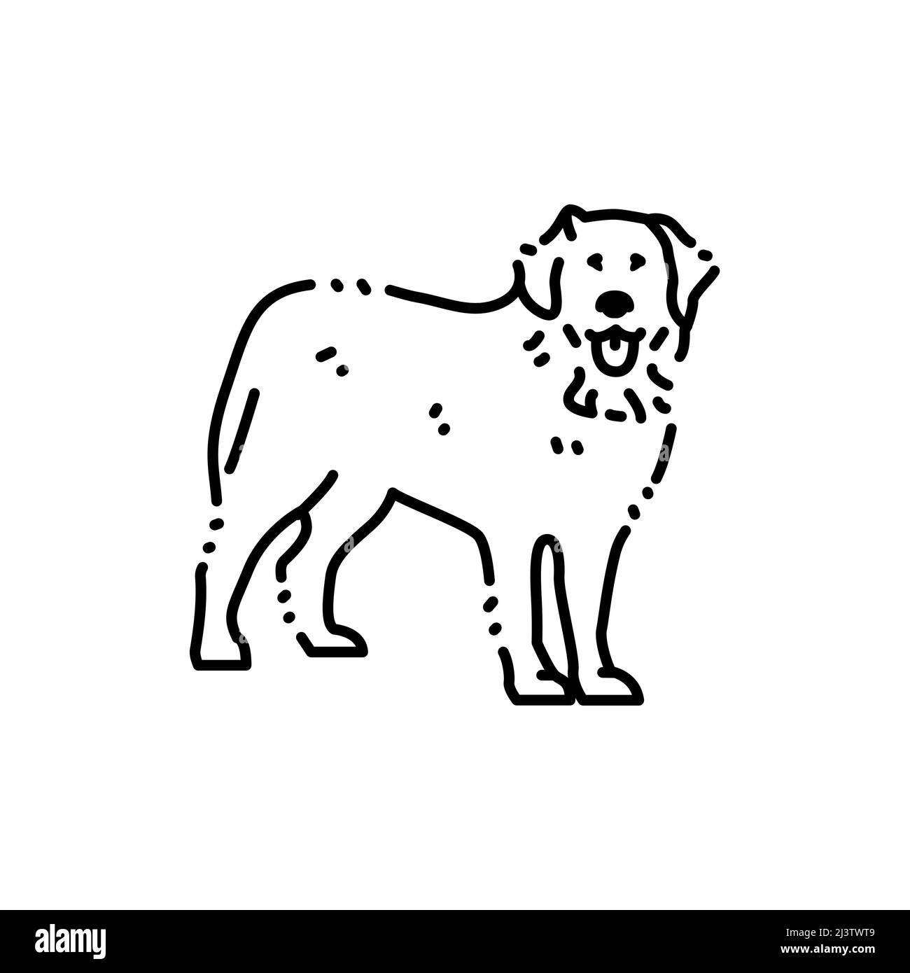 Symbol für die farbige Linie des Berner Sennenhundes. Hunderasse. Piktogramm für Webseite, mobile App, Promo. Stock Vektor